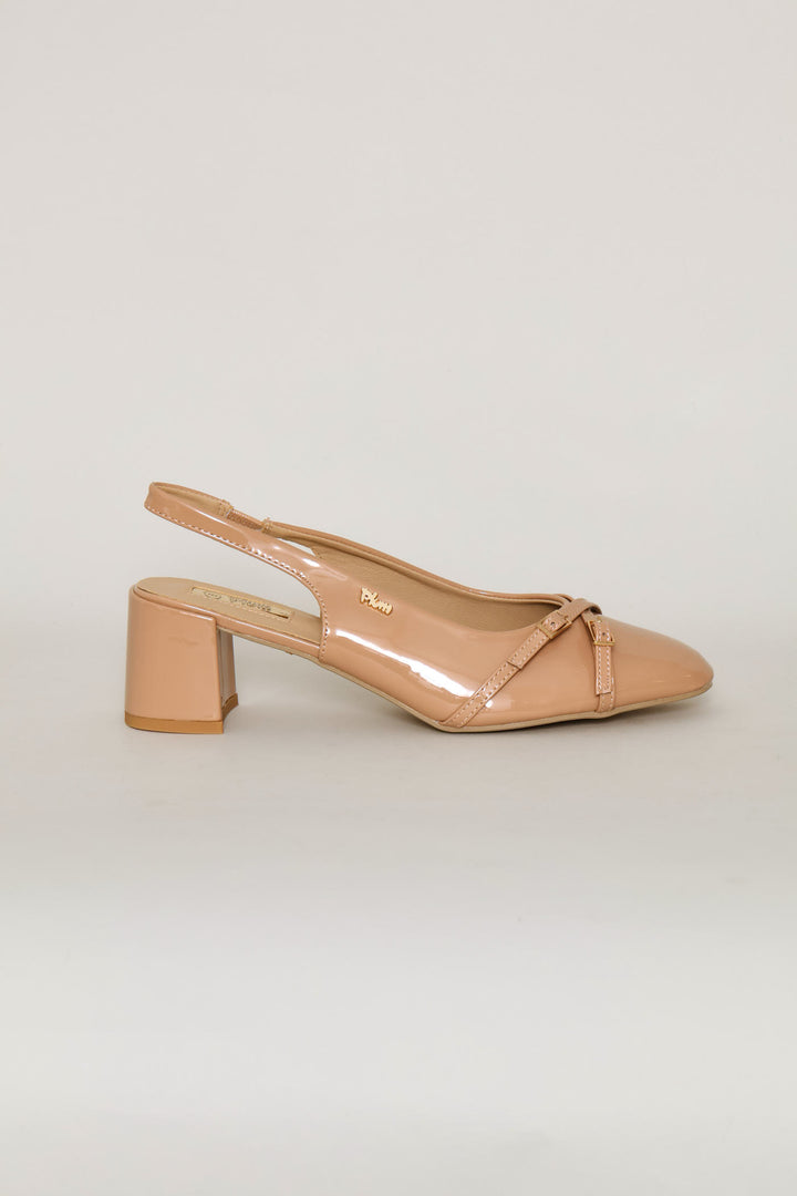 Slingback Block Heel - Nude