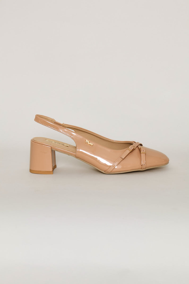 Slingback Block Heel - Nude