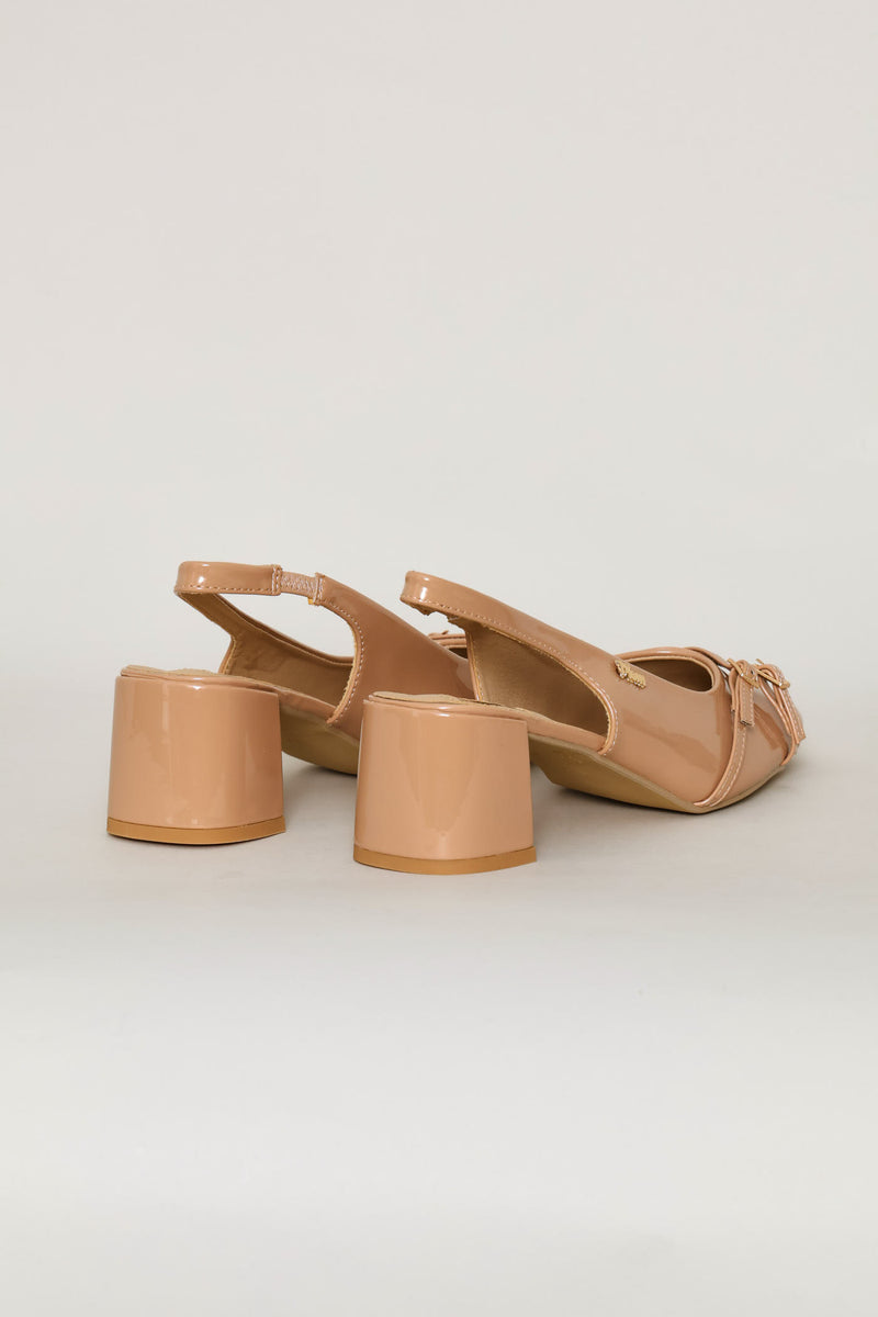 Slingback Block Heel - Nude