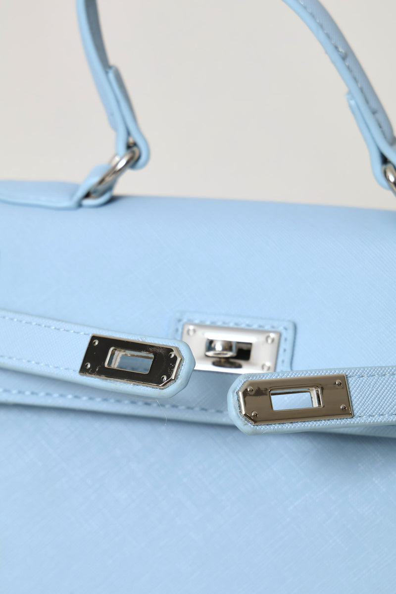 Mini Structured Satchel Bag - Light Blue