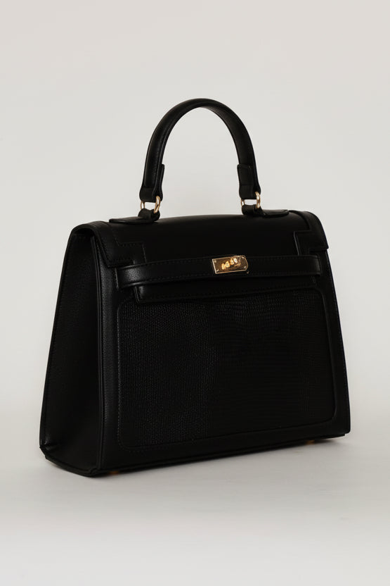 Mini Structured Satchel Bag - Black