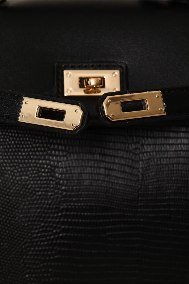 Mini Structured Satchel Bag - Black