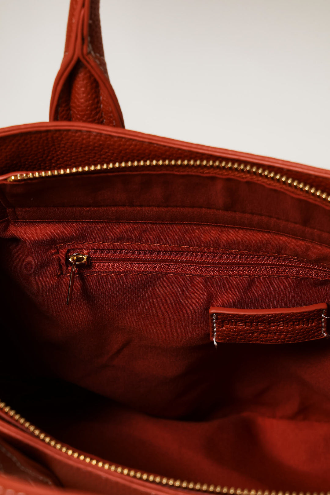 Belted Satchel Bag With Inner Compartment - Burnt Orange