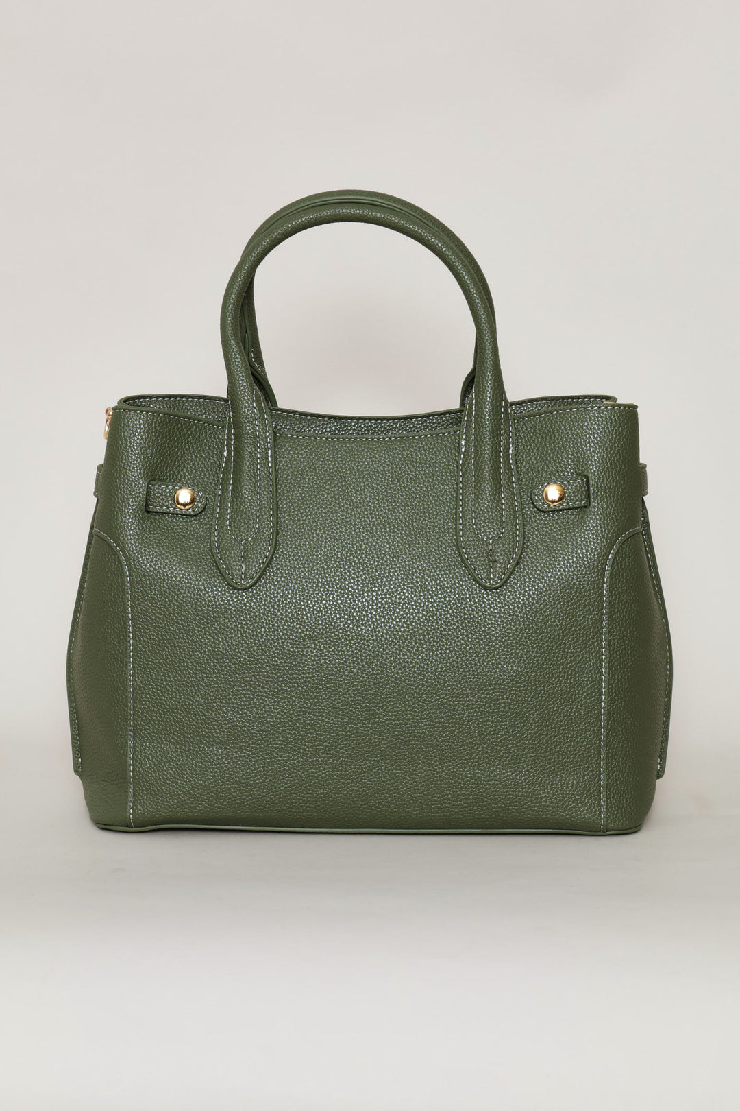 Belted Satchel Bag With Inner Compartment - Olive