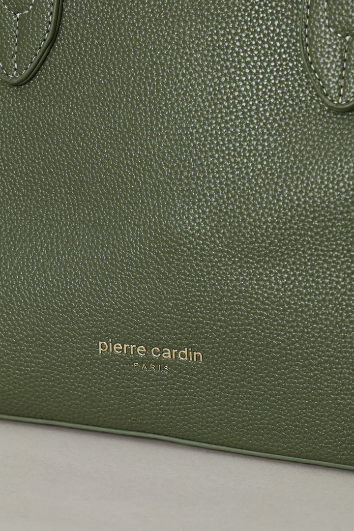 Belted Satchel Bag With Inner Compartment - Olive