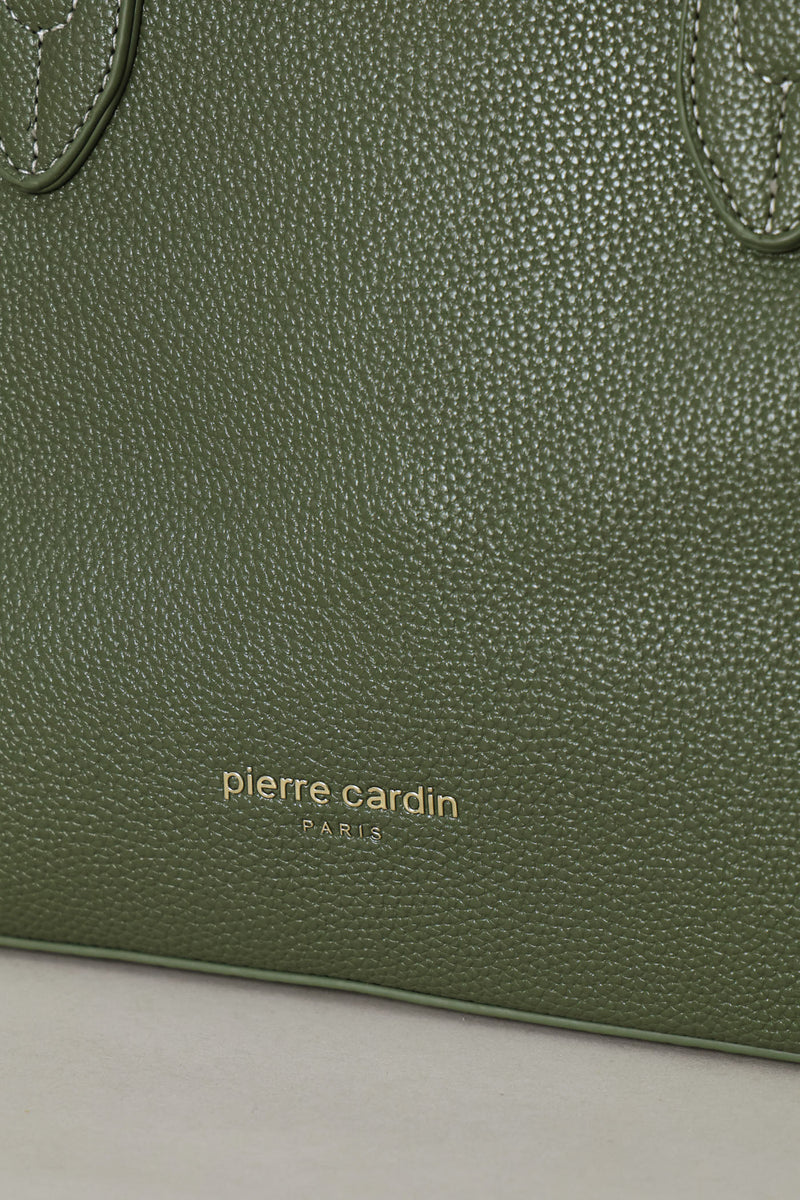 Belted Satchel Bag With Inner Compartment - Olive