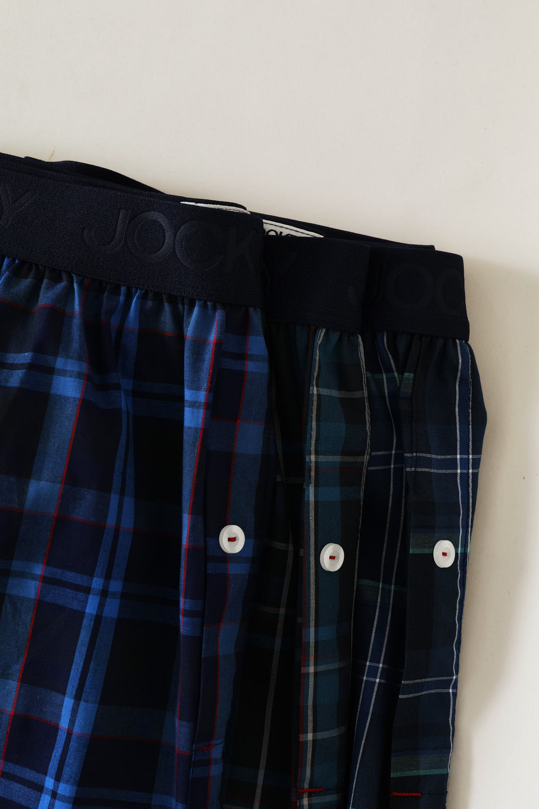 3 Pack Woven Boxers  - Blue/Red/Black