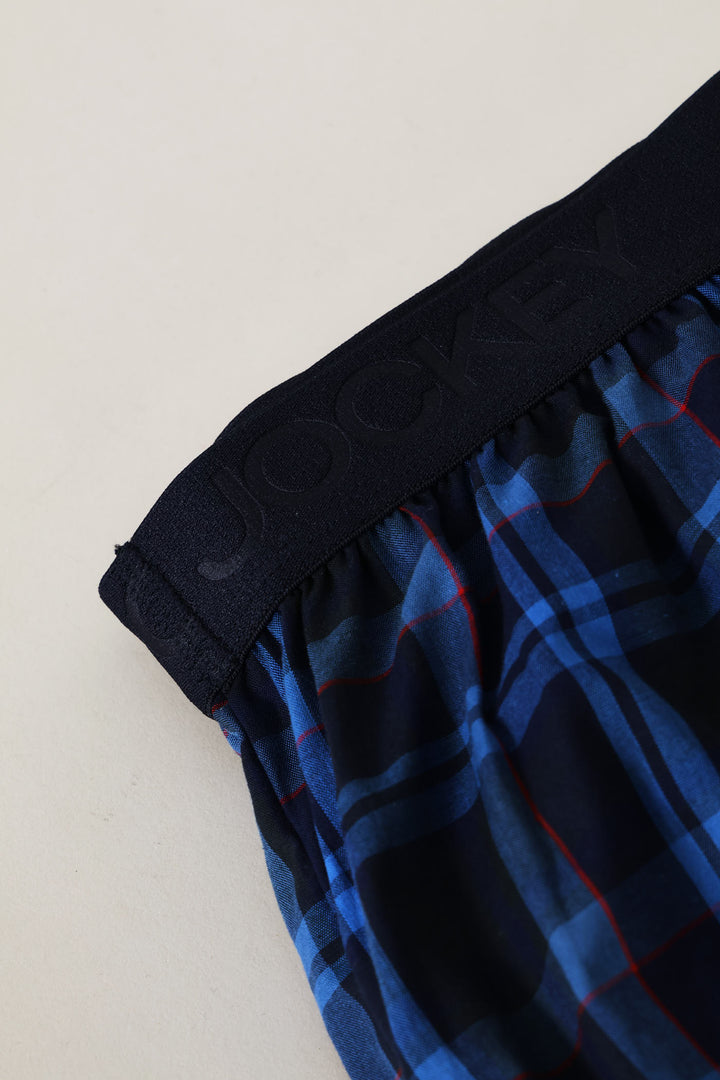 3 Pack Woven Boxers  - Blue/Red/Black