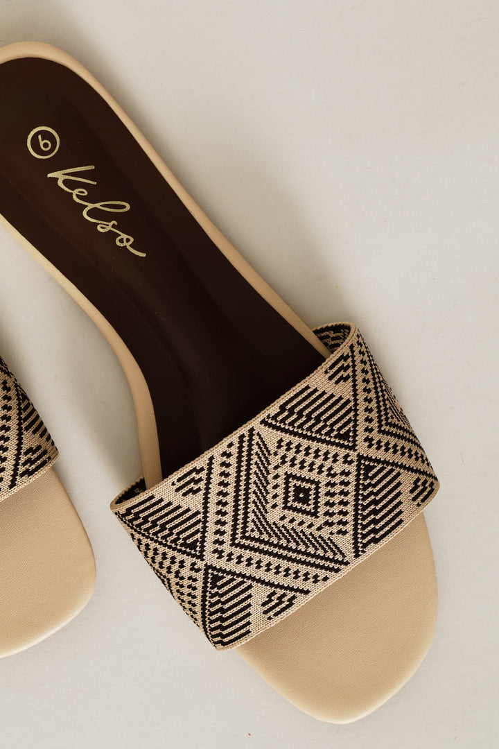 Tribal Design Mule Sandal - Natural
