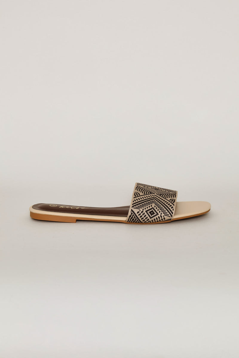 Tribal Design Mule Sandal - Natural