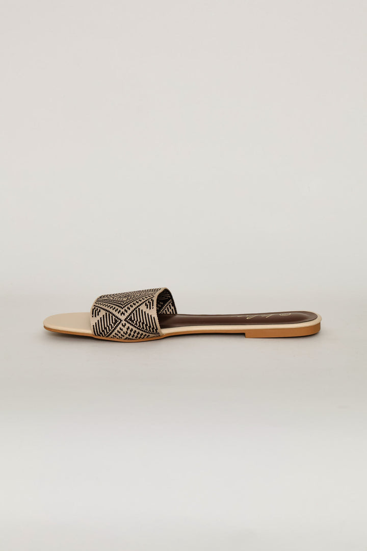Tribal Design Mule Sandal - Natural