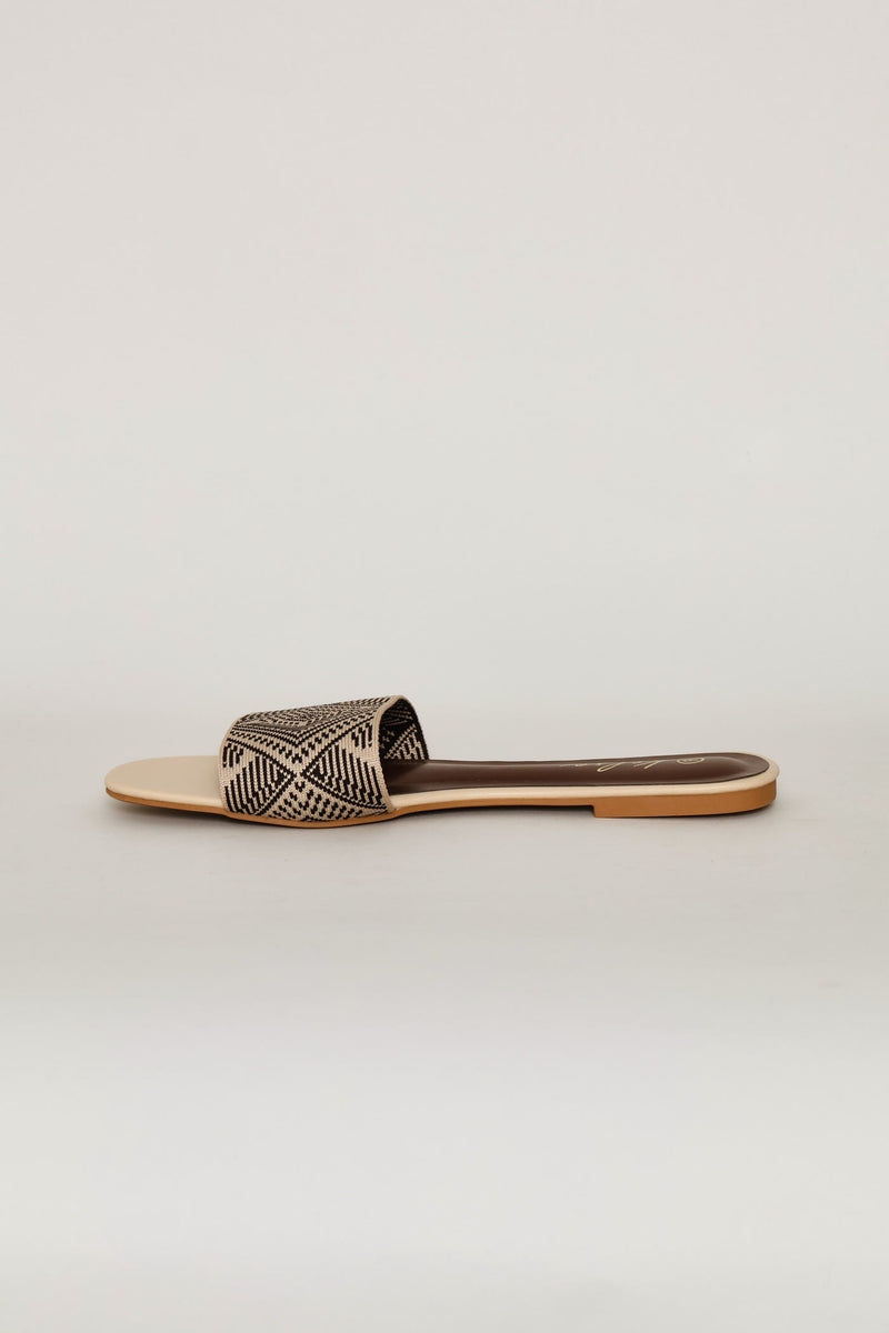 Tribal Design Mule Sandal - Natural