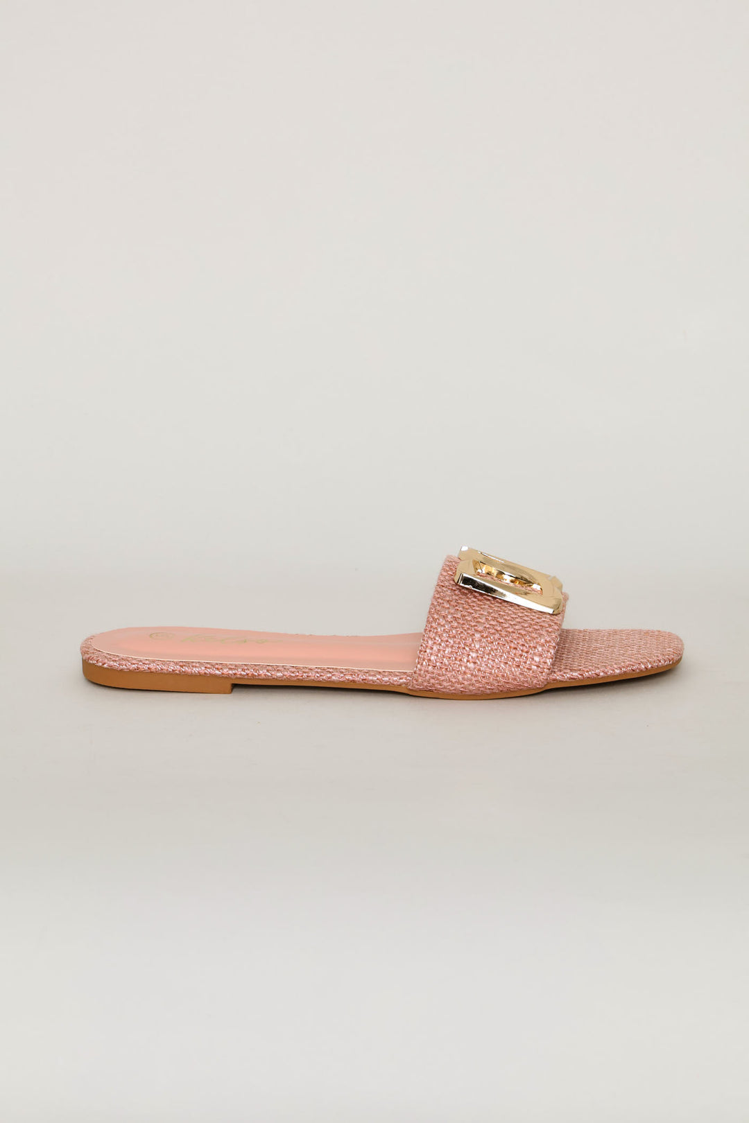 Monogram Trim Raffia Single Band Sandal - Pink