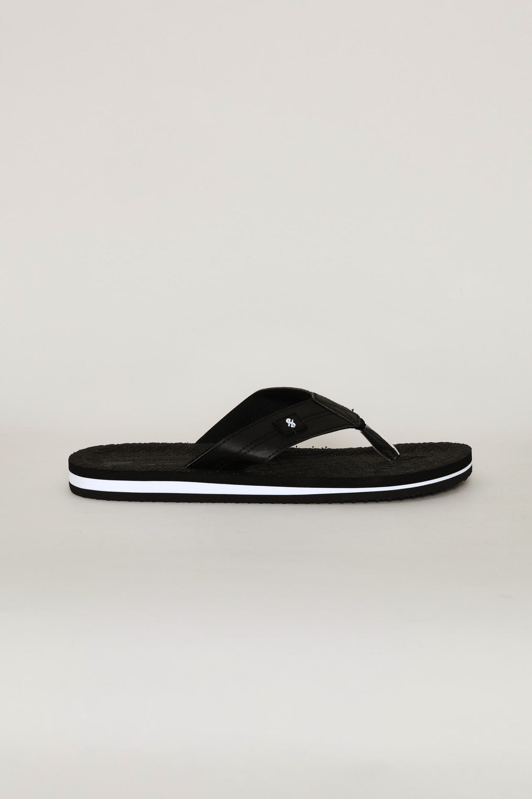 Stitch Detail Wide Vamp Sandal - Black