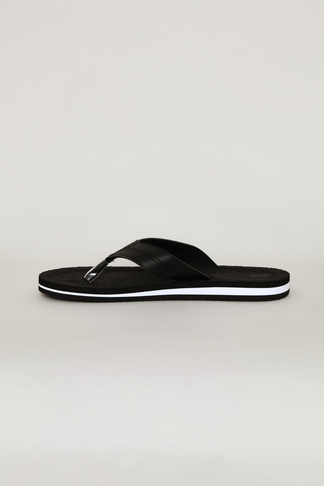 Stitch Detail Wide Vamp Sandal - Black