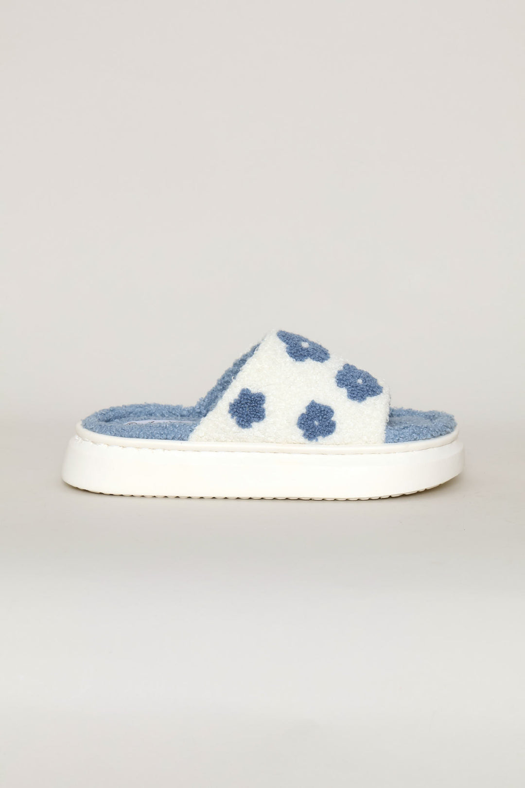 Daisy Floral Slipper - White/Light Blue
