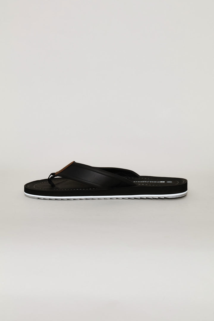 Moulded Footbed Wide Vamp Sandal - Black
