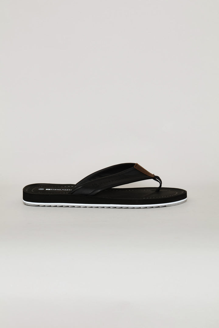 Moulded Footbed Wide Vamp Sandal - Black