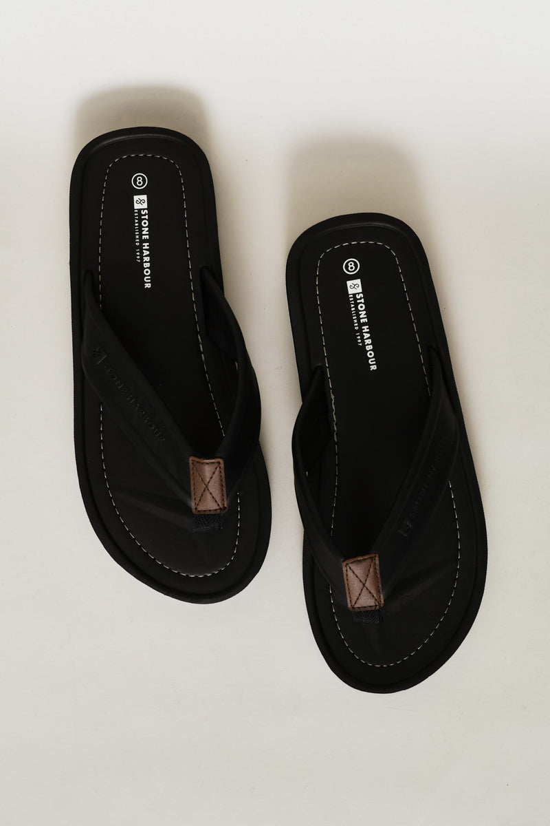 Moulded Footbed Wide Vamp Sandal - Black