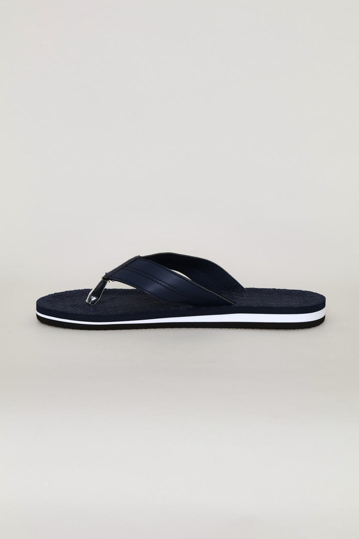 Stitch Detail Wide Vamp Sandal - Navy