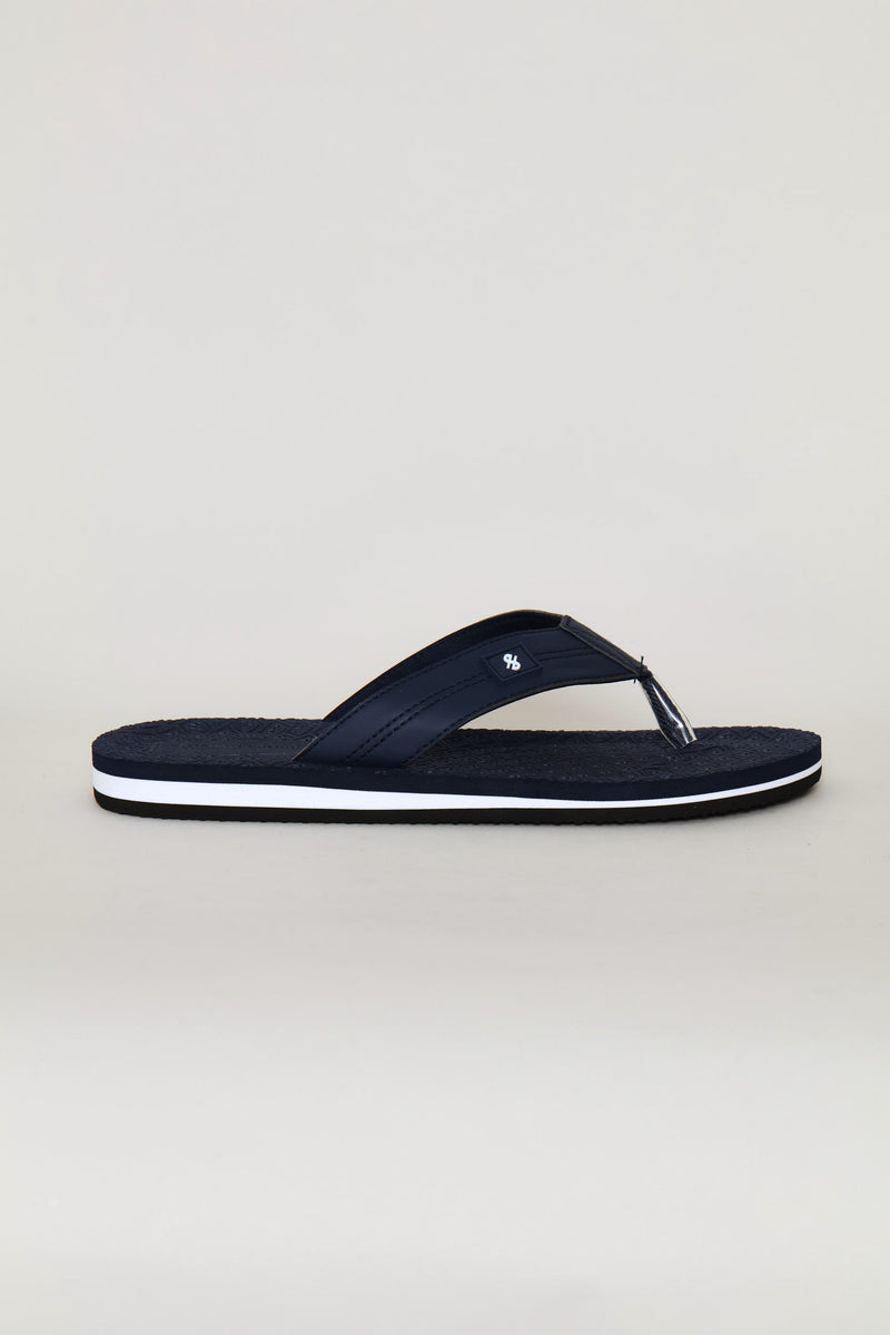 Stitch Detail Wide Vamp Sandal - Navy
