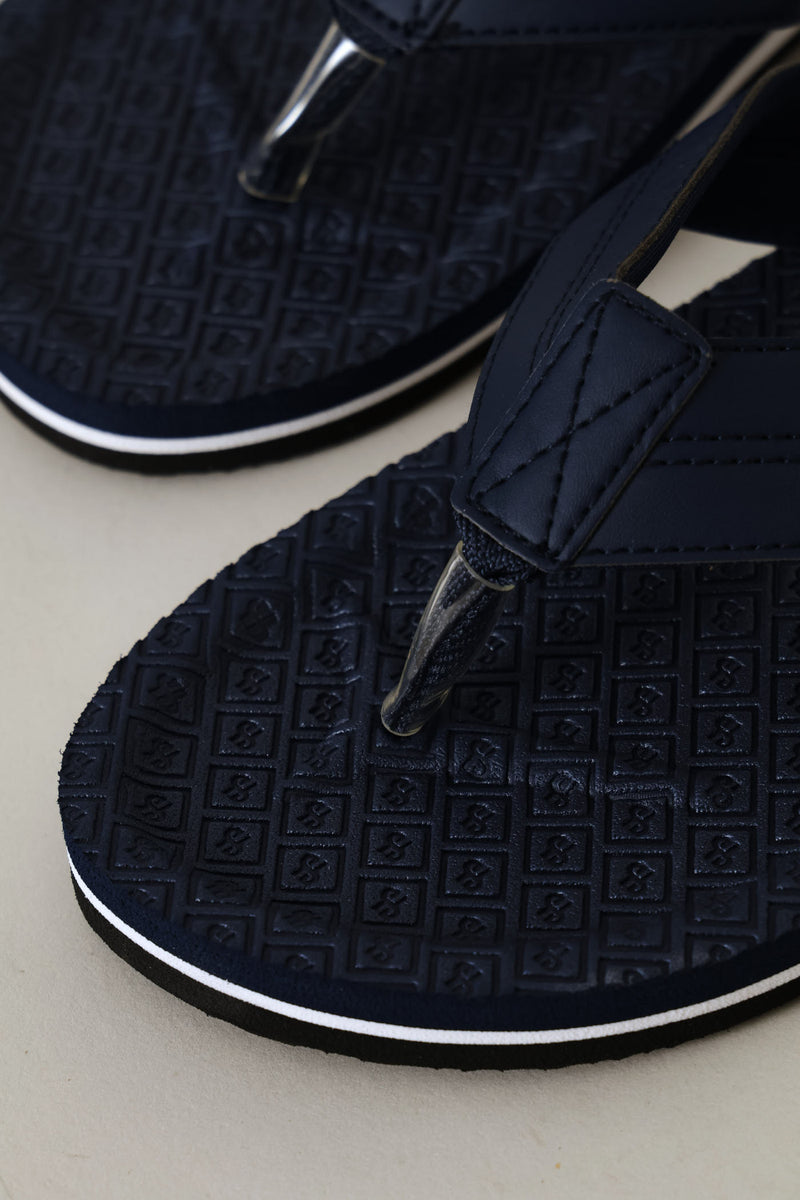 Stitch Detail Wide Vamp Sandal - Navy