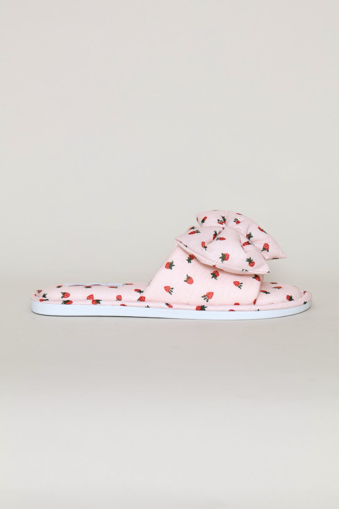 Printed Puffed Bow Slipper - Pink