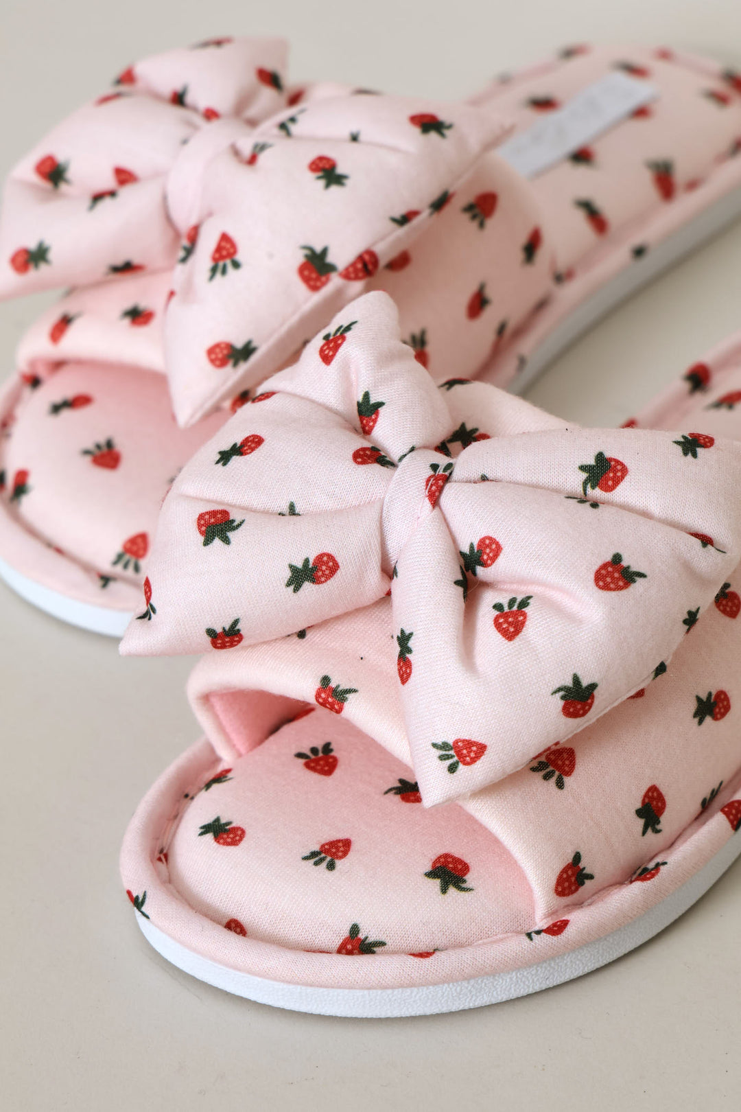 Printed Puffed Bow Slipper - Pink