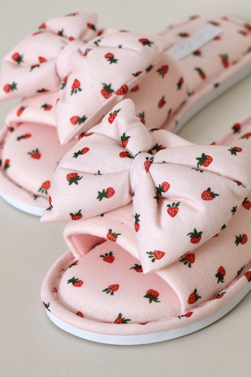 Printed Puffed Bow Slipper - Pink