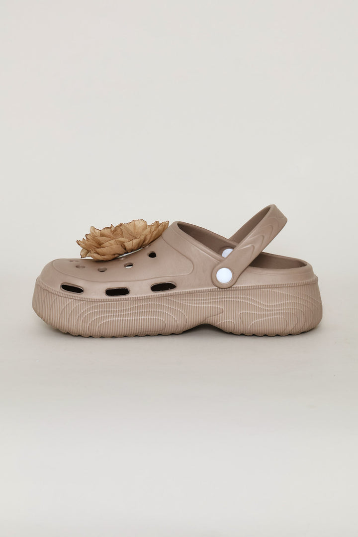 Floral Detail Bumper Slip On - Taupe