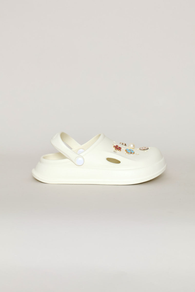 Girls Embellished Clog - Cream