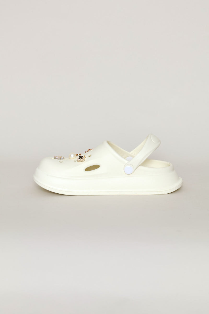 Girls Embellished Clog - Cream