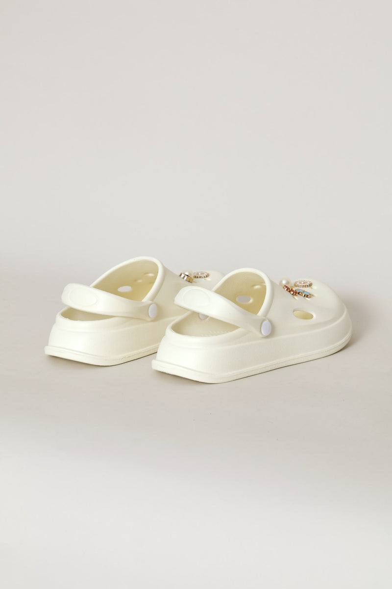 Girls Embellished Clog - Cream