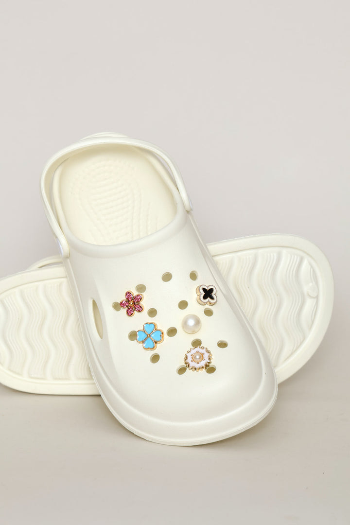 Girls Embellished Clog - Cream