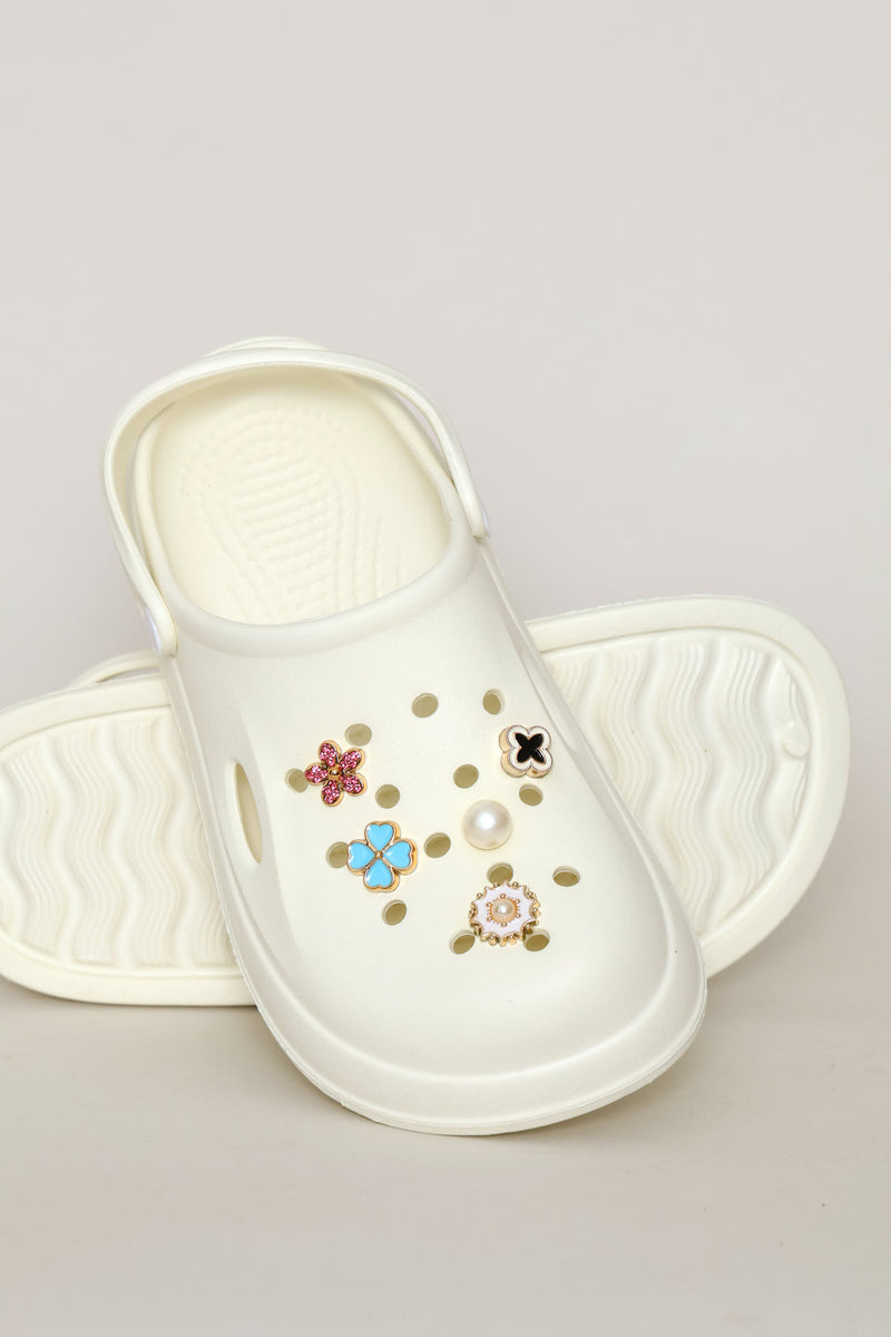 Girls Embellished Clog - Cream