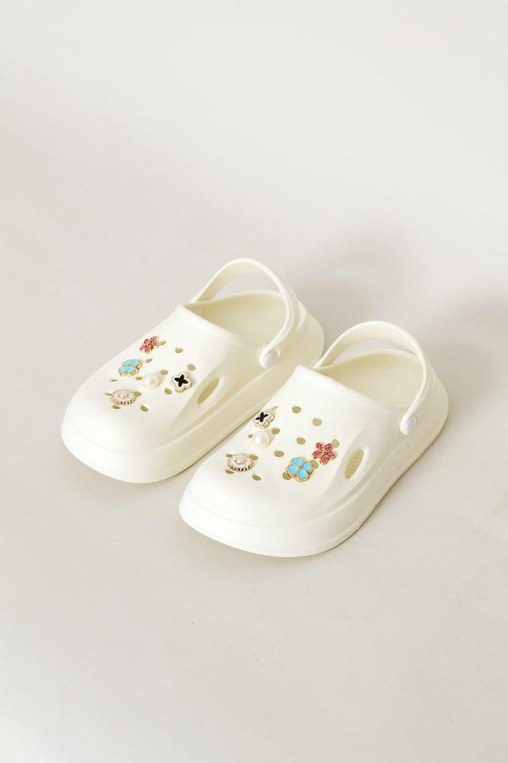 Girls Embellished Clog - Cream
