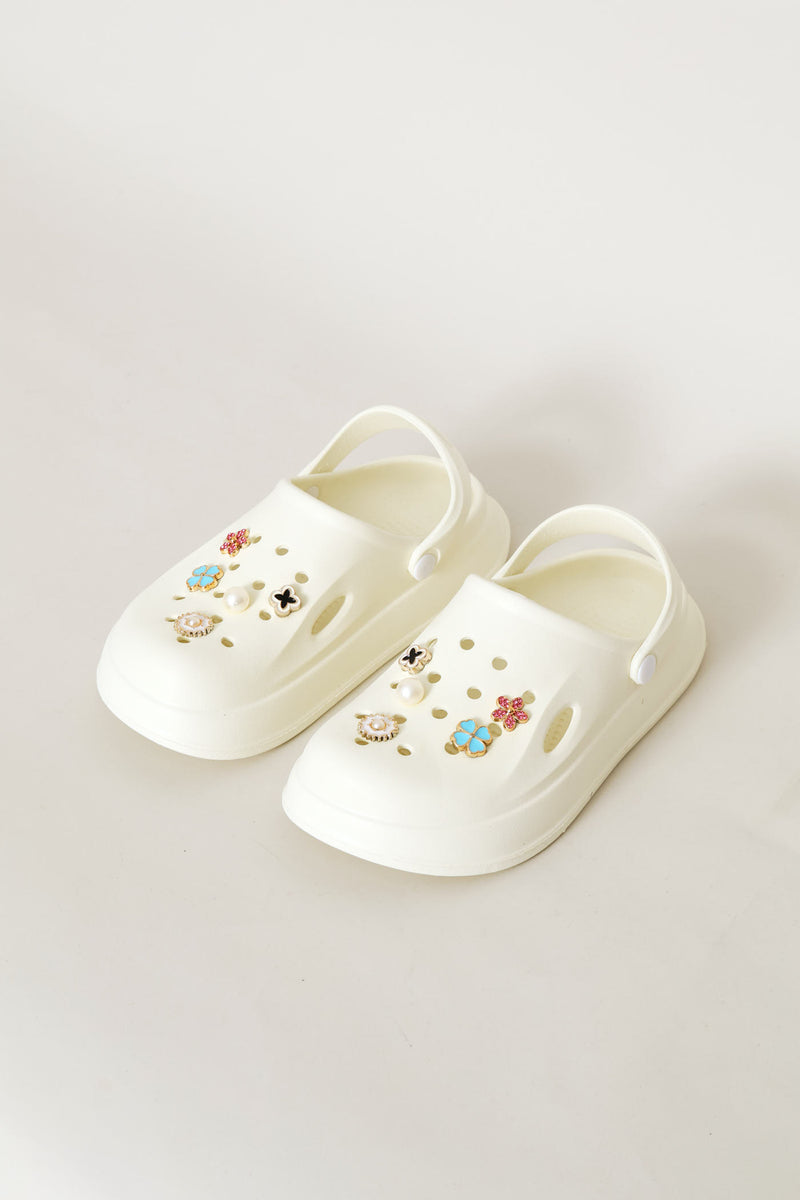 Girls Embellished Clog - Cream
