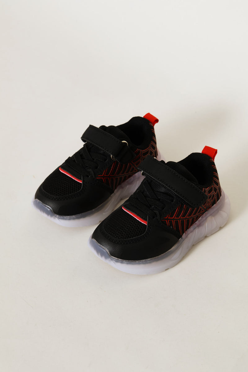 Pre-Boys Web Light-Up Trainer - Black/Red