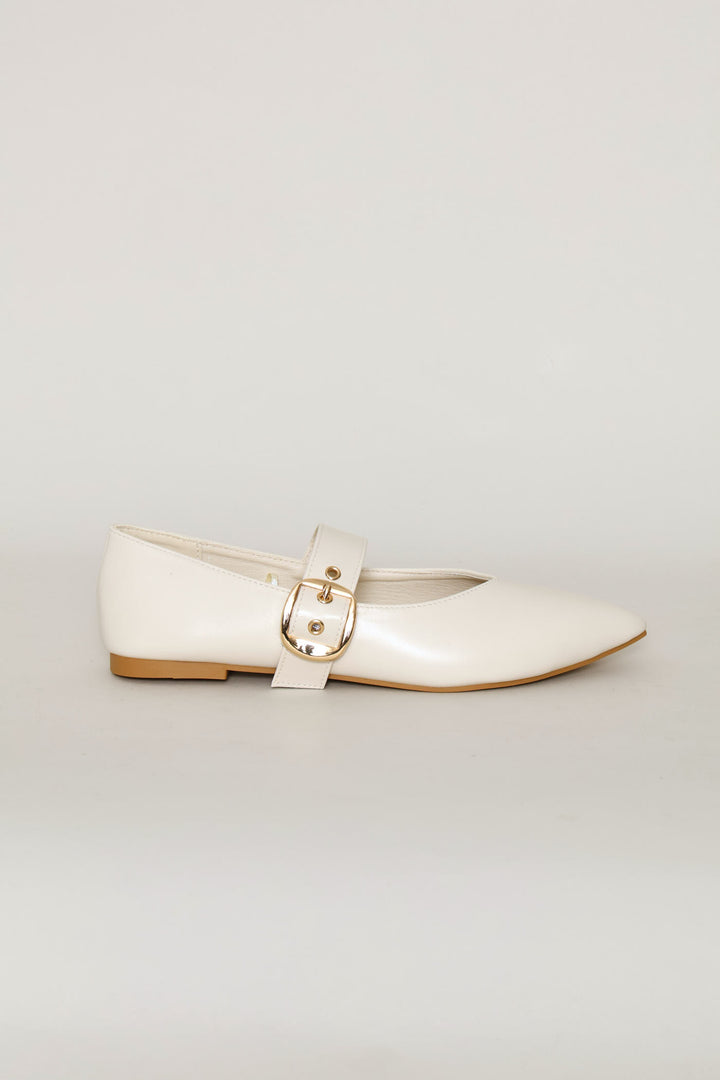 V-Cut Pointy Maryjane Pump - Off White