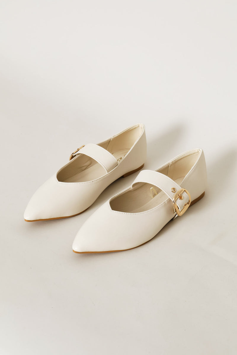 V-Cut Pointy Maryjane Pump - Off White