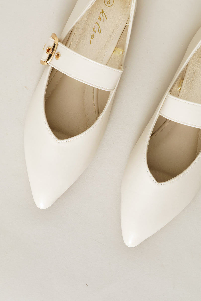 V-Cut Pointy Maryjane Pump - Off White