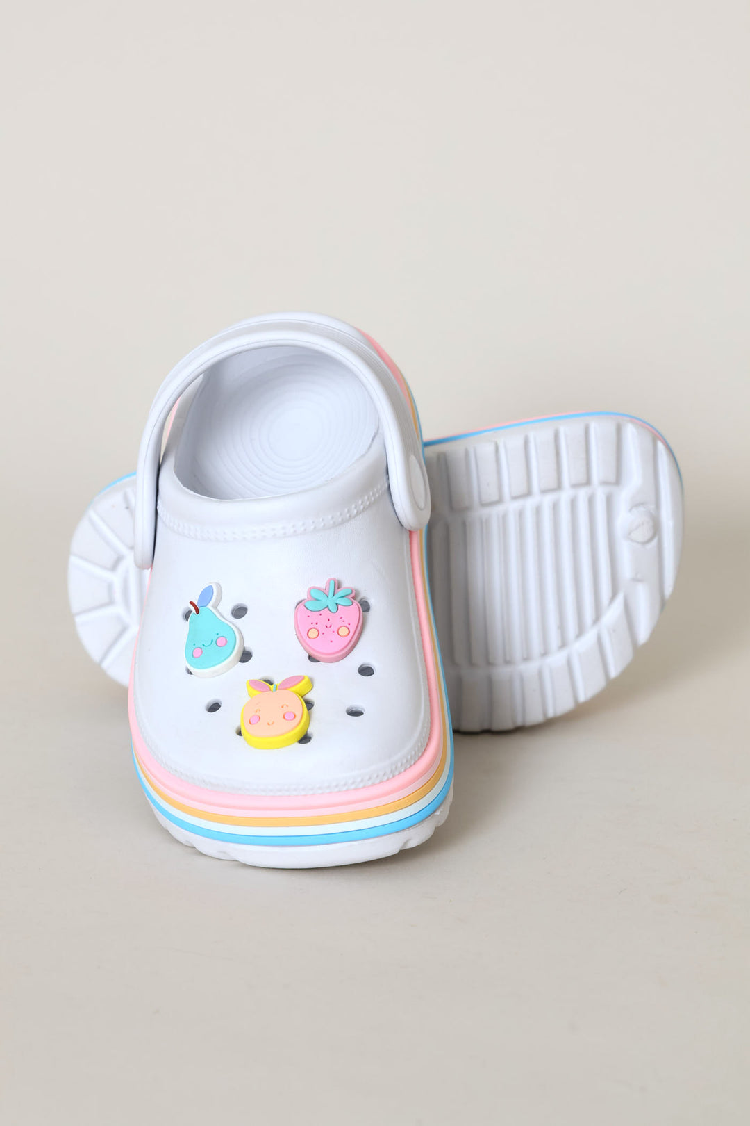 Pre-Girls Fruit Strip Clog - White