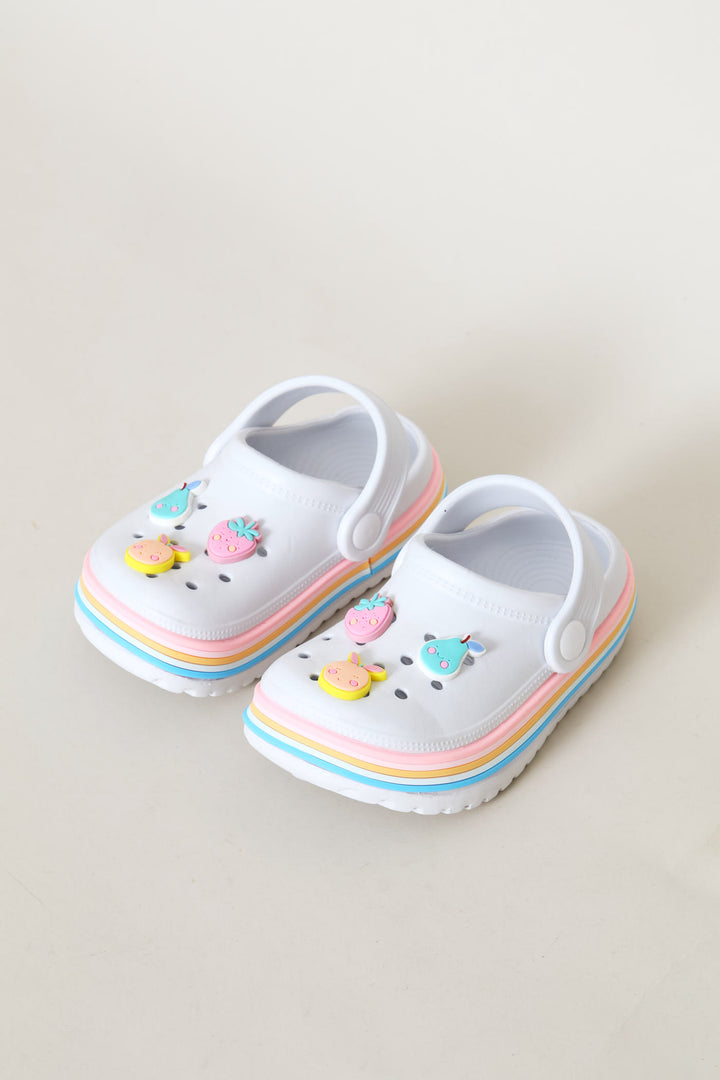 Pre-Girls Fruit Strip Clog - White