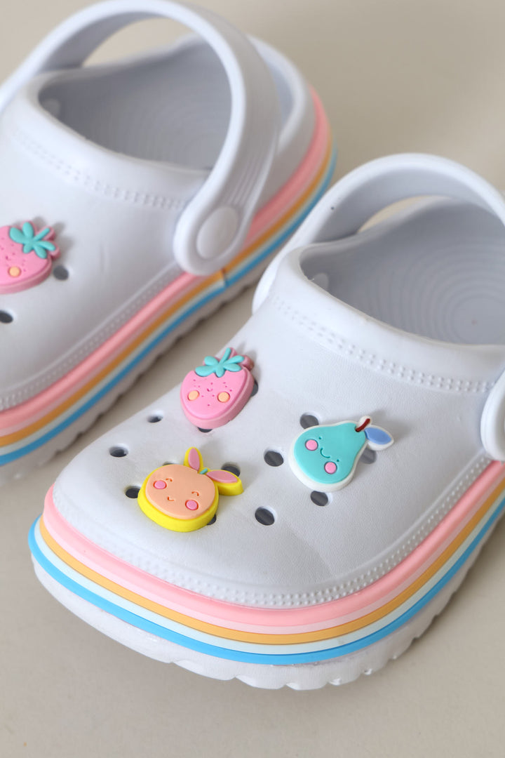 Pre-Girls Fruit Strip Clog - White