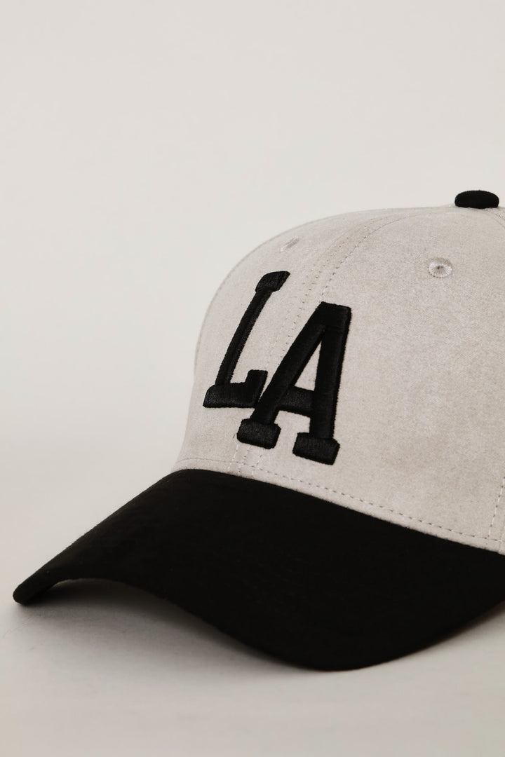 La Two Tone Soft Suede Cap - Stone/Black