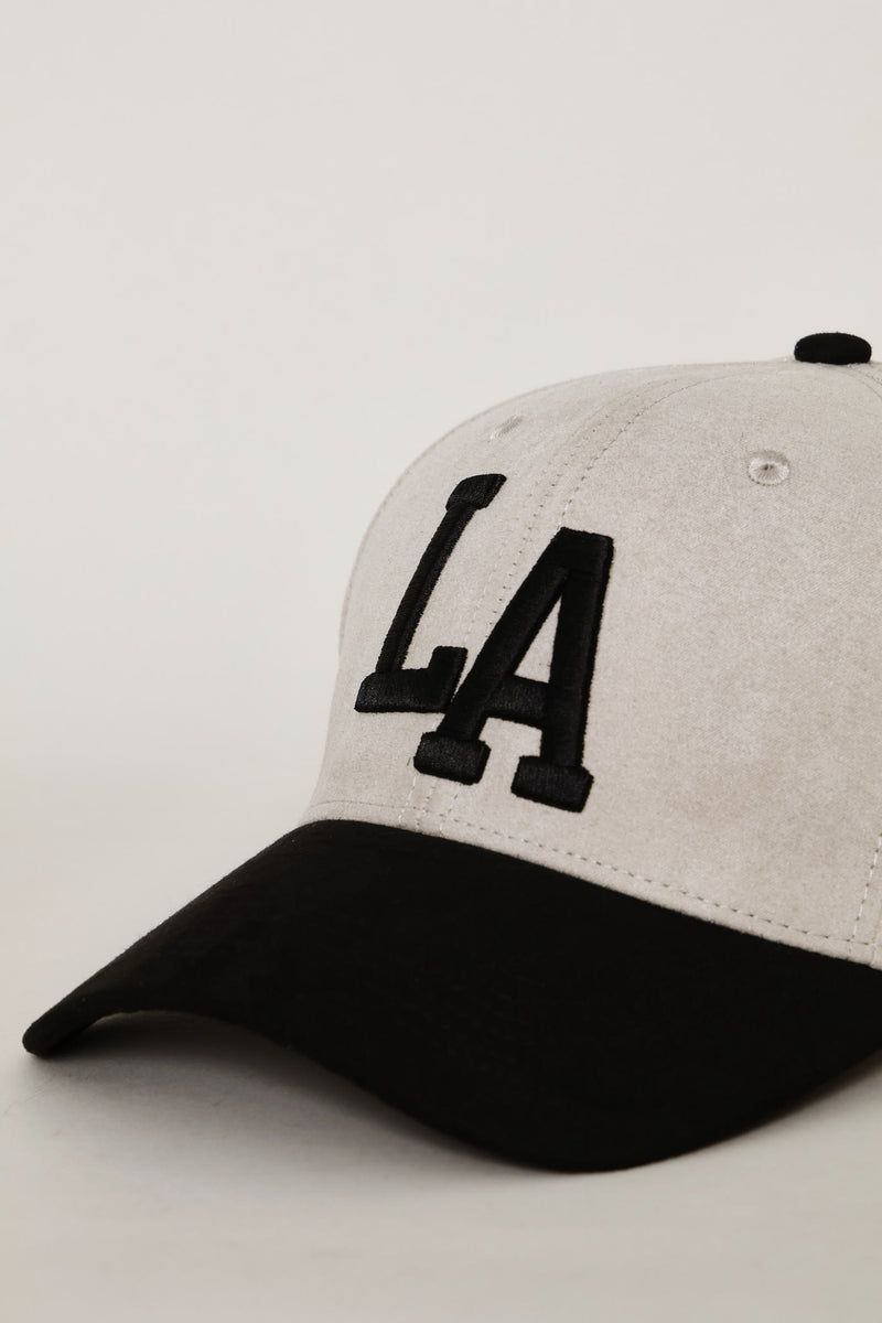 La Two Tone Soft Suede Cap - Stone/Black