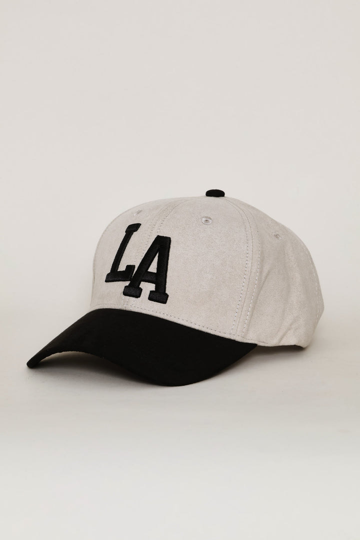 La Two Tone Soft Suede Cap - Stone/Black