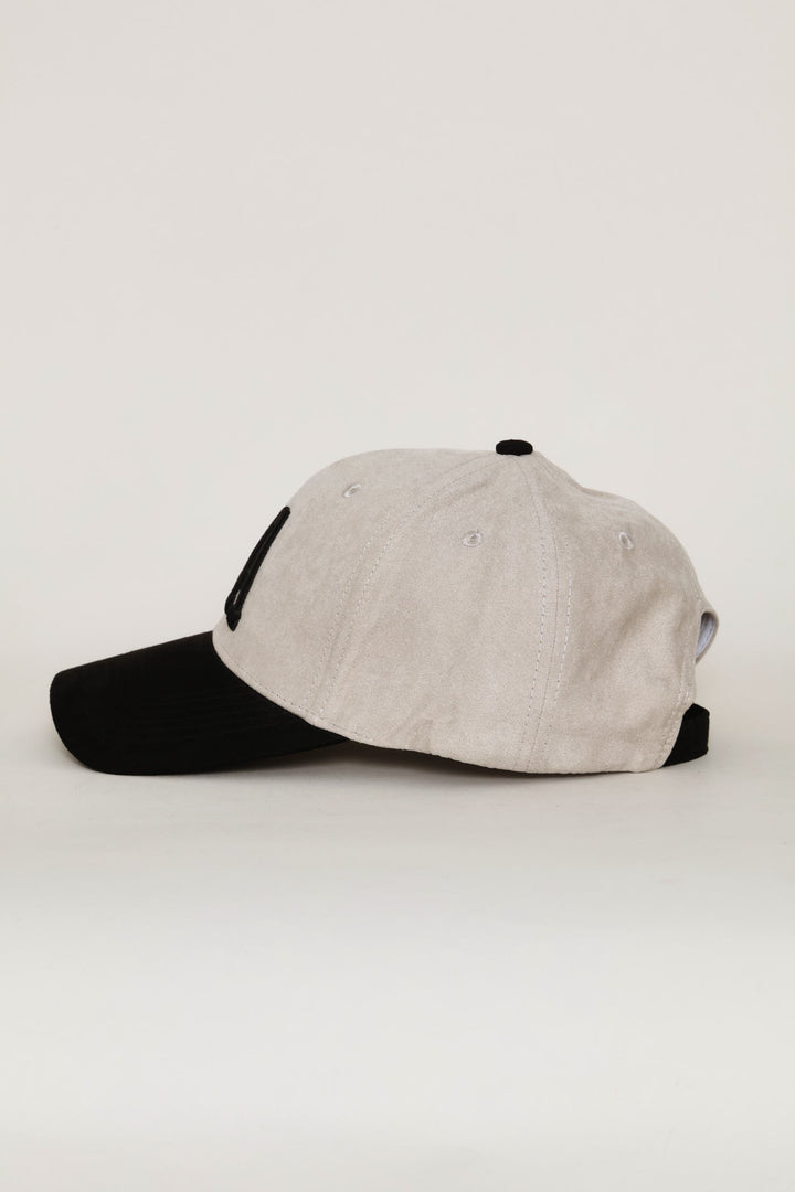 La Two Tone Soft Suede Cap - Stone/Black