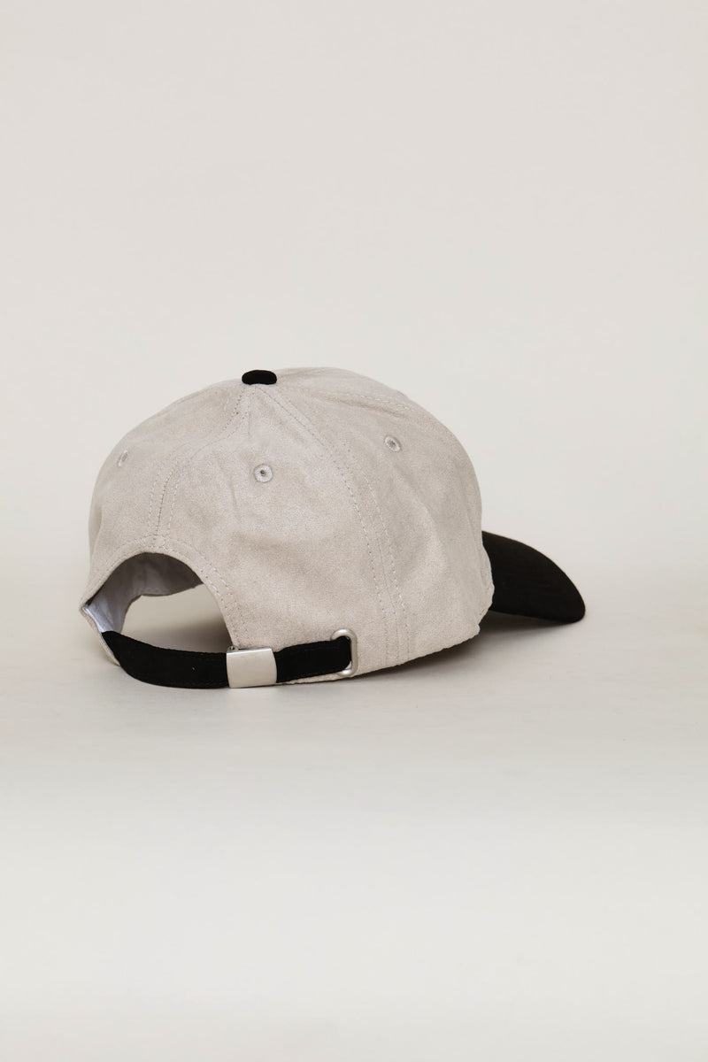 La Two Tone Soft Suede Cap - Stone/Black