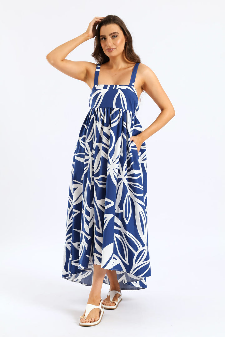 Hilo Midaxi Sundress - Navy/White